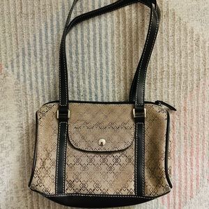 Villager by Liz Claiborne brown/tan Y2K canvas monogram small shoulder bag